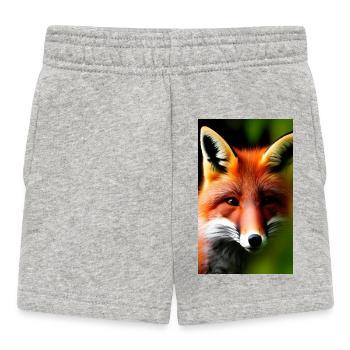 Cooles Comic-Porträt eines Fuchses in der Waldzeichnung - Baby Shorts - Grau meliert - Vorne