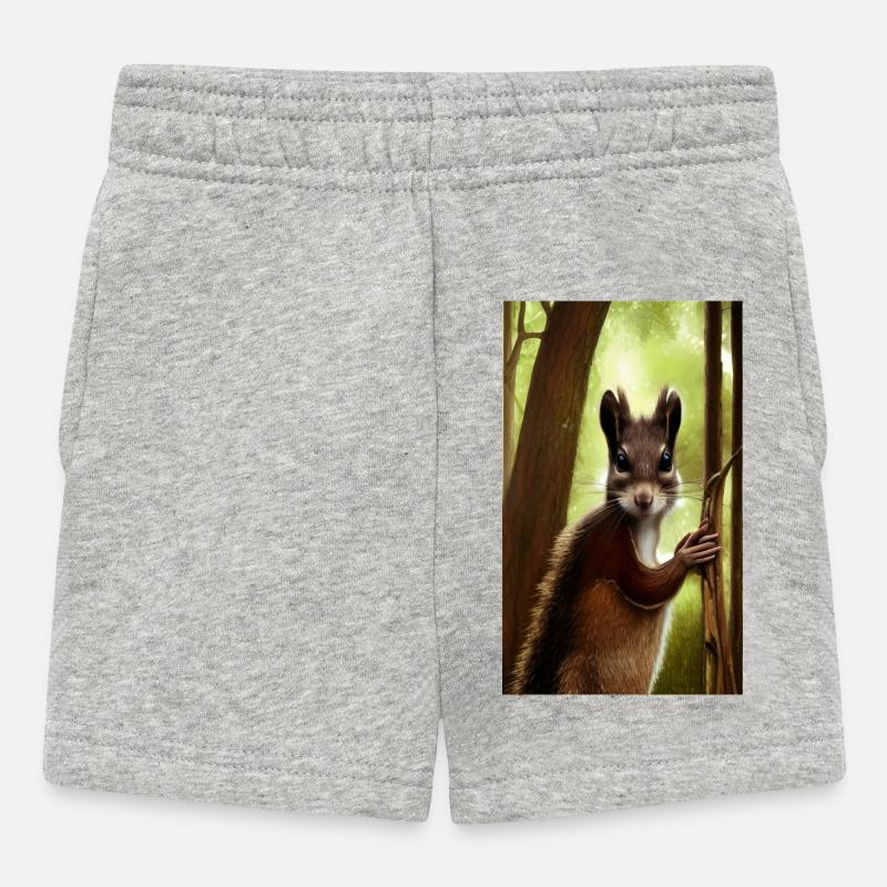 Cooles Comic Portrait wildes rotes Eichhörnchen majestätisch - Baby Shorts - Grau meliert