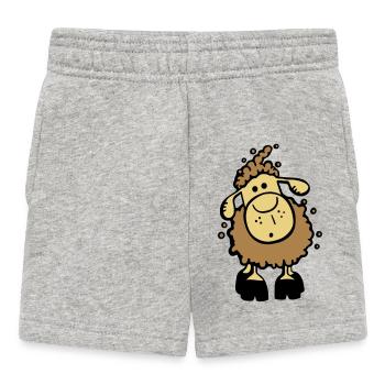 Flauschiges Schaf I Schäfchen I Kinder Geschenk - Baby Shorts - Grau meliert - Vorne