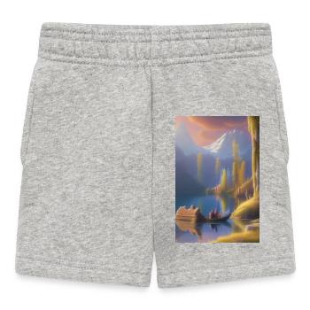 Landscape with lake, boat and mountains - Baby Shorts - heather grey - Front