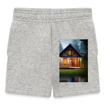 Charming lakeside cabin - Baby Shorts - heather grey - Front