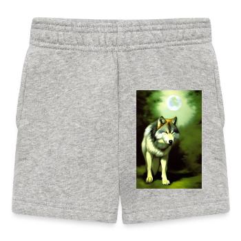 Wolf und Mond - Baby Shorts - Grau meliert - Vorne