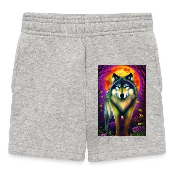 Wolf und Mond - Baby Shorts - Grau meliert - Vorne