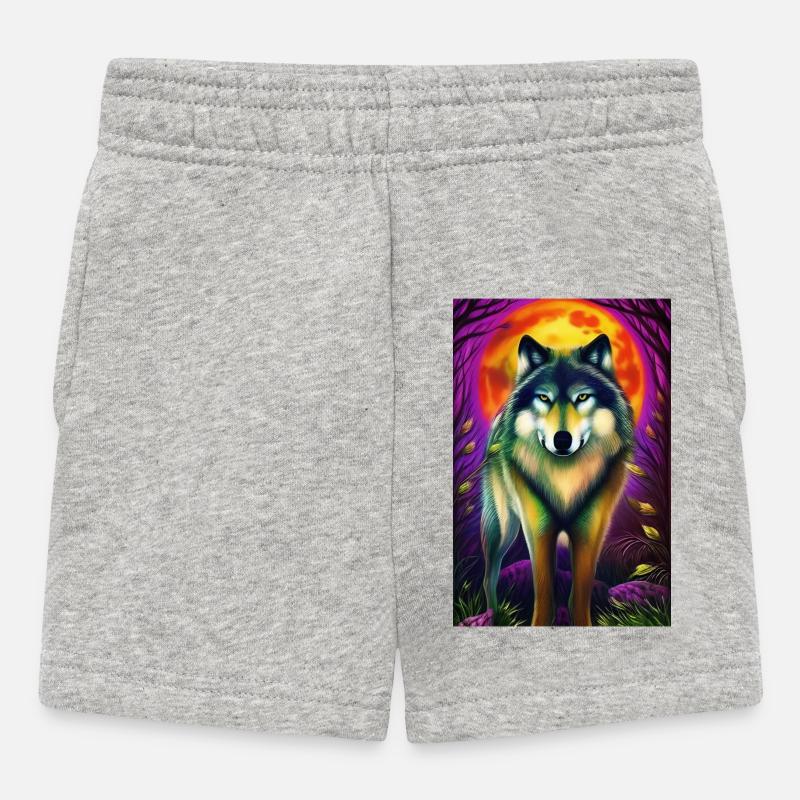 Wolf und Mond - Baby Shorts - Grau meliert