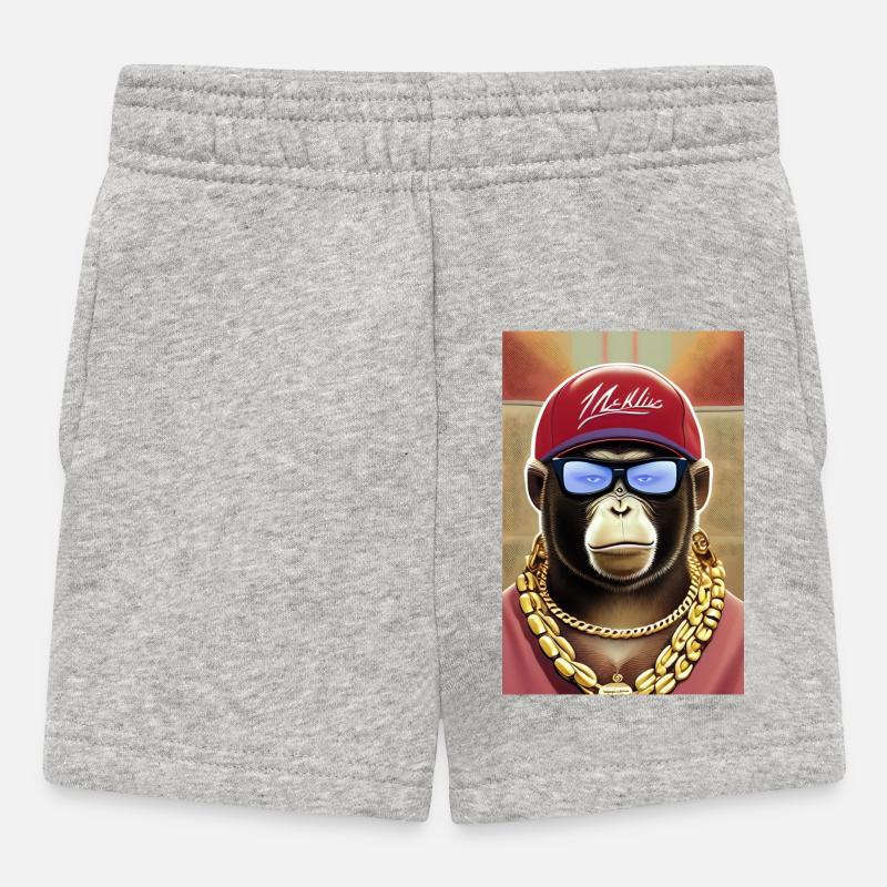 Cooler Affe mit Sonnenbrille - Baby Shorts - Grau meliert