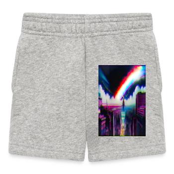Futuristische Regenbogen Stadt Kunst - Baby Shorts - Grau meliert - Vorne