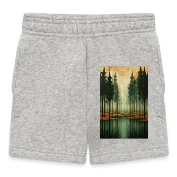 Paysage de Forêt dans un style géométrique - Short Bébé - gris chiné - Devant