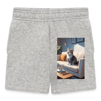 Katze auf Sofa - Baby Shorts - Grau meliert - Vorne