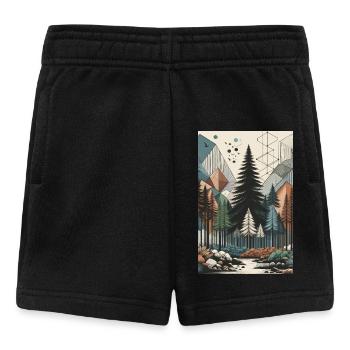 Abstrakter Zauberwald, Magie und Geometrie vereinen sich - Baby Shorts - Schwarz - Vorne