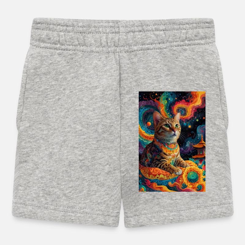 Buddha Cat - Baby Shorts - Grau meliert