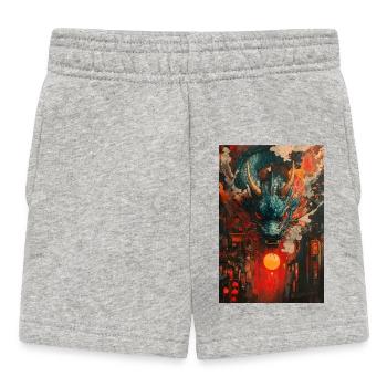 Drachensturm über Neon-Stadt - Baby Shorts - Grau meliert - Vorne
