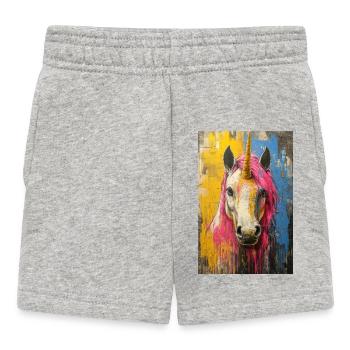 Farbiges Einhornporträt - Baby Shorts - Grau meliert - Vorne