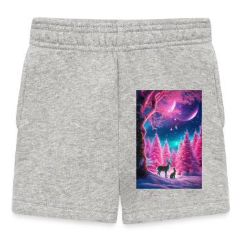 Neon-Winterhirsch-Traum - Baby Shorts - Grau meliert - Vorne