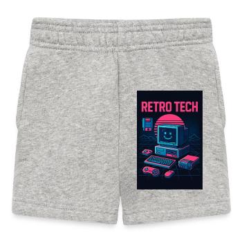 Retro Tech Computer Grafikdesigner mit Lächeln - Baby Shorts - Grau meliert - Vorne