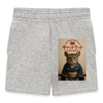 L’élégance du chat en kimono - Short Bébé - gris chiné - Devant