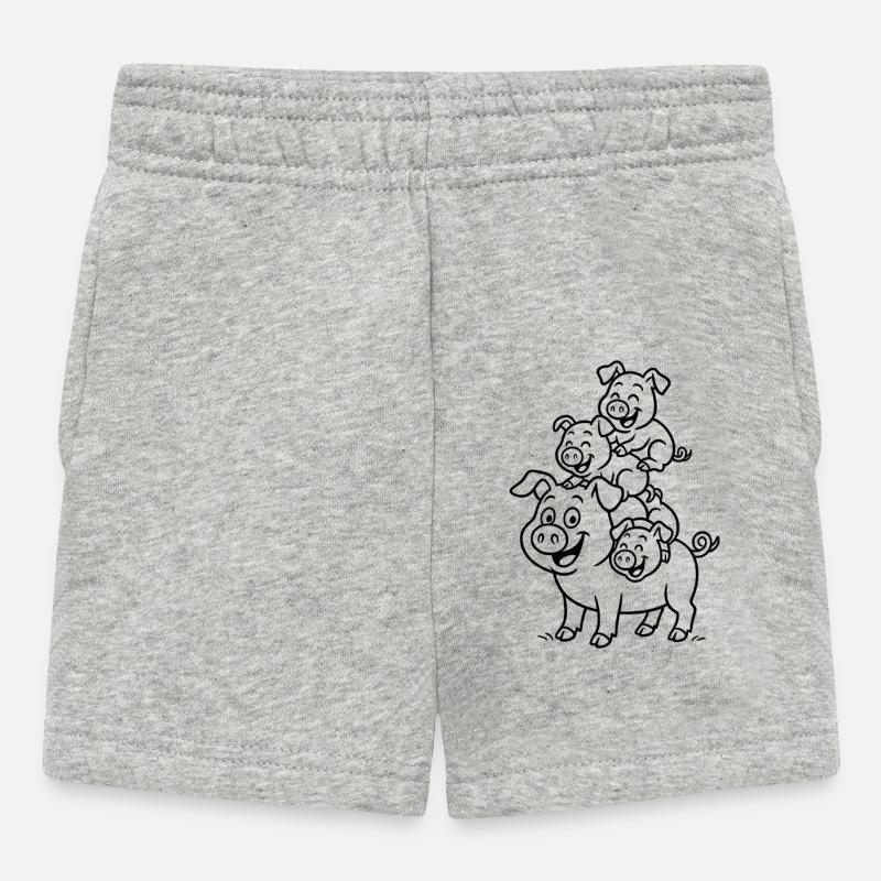 cochon, truie - Short Bébé - gris chiné
