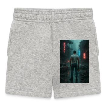 Post-Apocalyptic Cityscape Illustration - Baby Shorts - heather grey - Front