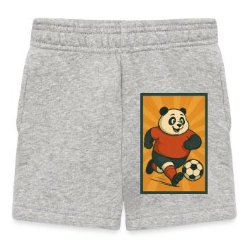 Dynamischer Fußballpanda - Baby Shorts - Grau meliert - Vorne