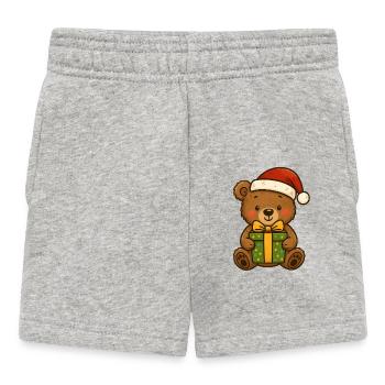 Niedlicher Teddybär mit Weihnachtsmütze - Baby Shorts - Grau meliert - Vorne
