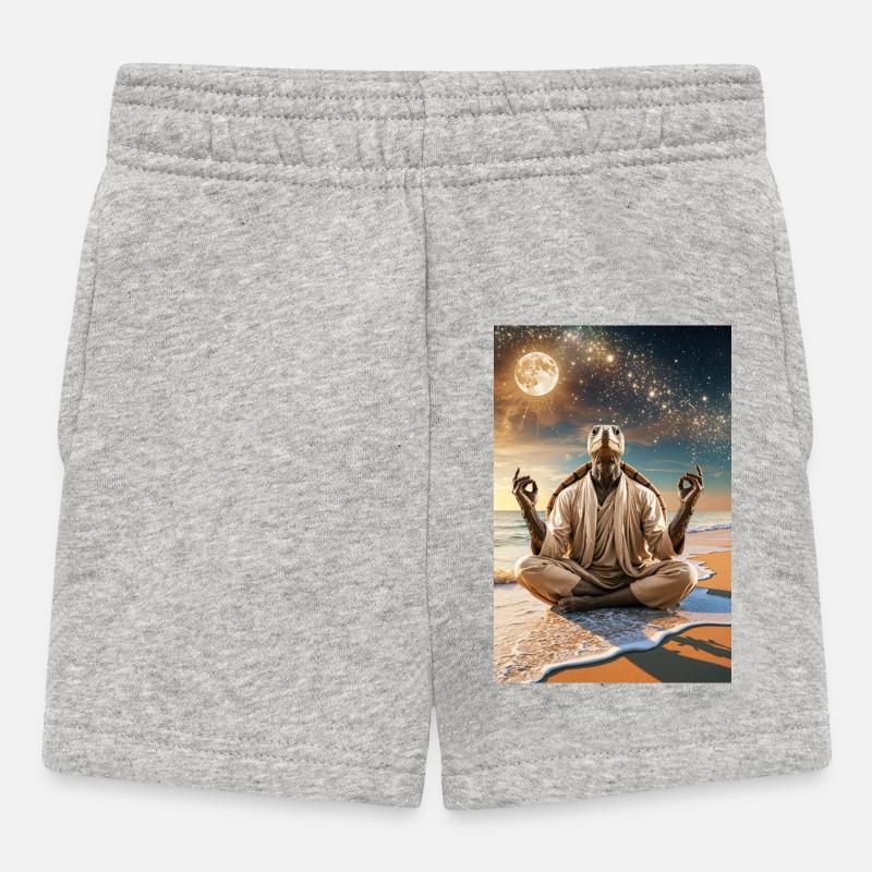 Humanoid Turtle Meditating Under the Moon - Baby Shorts - heather grey