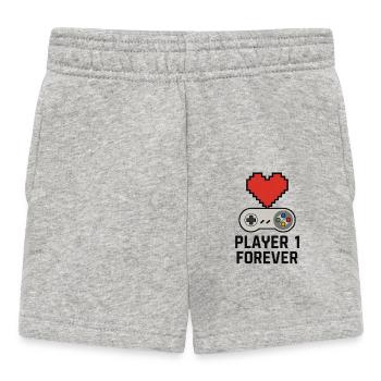Retro Gaming Heart Player Forever T-shirt - Baby Shorts - Grau meliert - Vorne