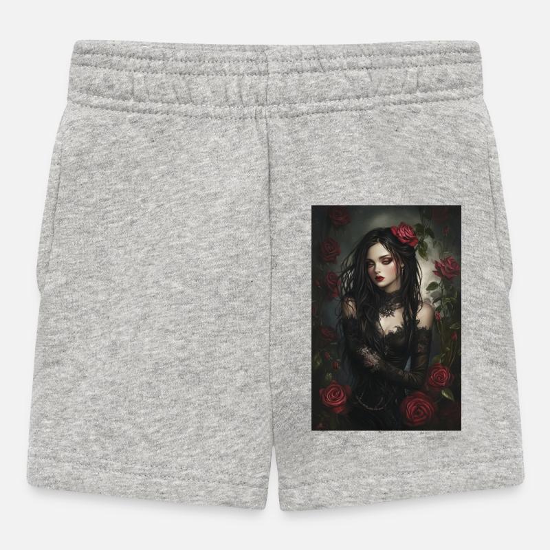 Élégance noire avec des accents de rose - Short Bébé - gris chiné