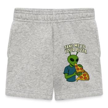 Conception de t-shirt Alien Pizza avec slogan - Short Bébé - gris chiné - Devant