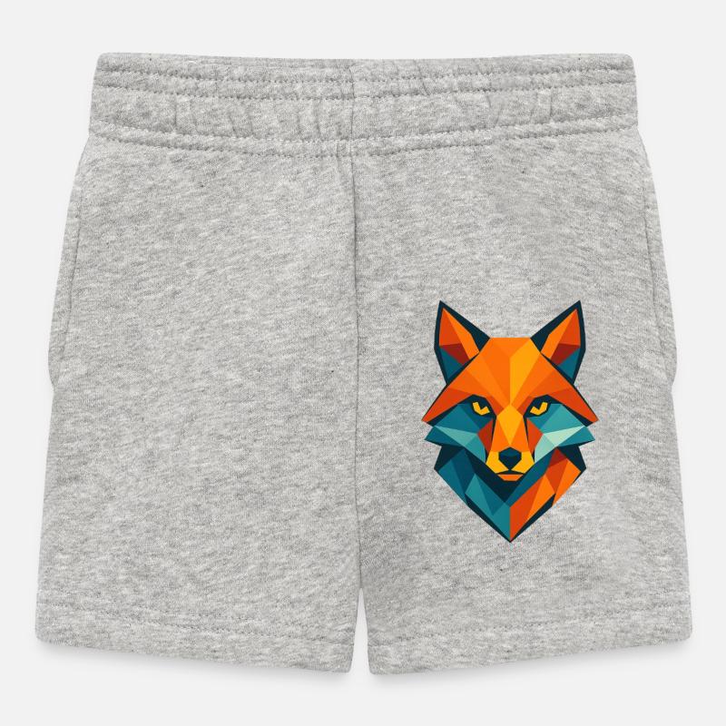 Renard | Tête de renard Impression / Impression / Design - Short Bébé - gris chiné