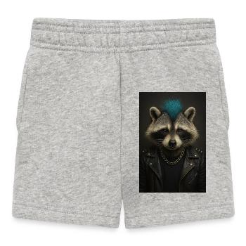 Punk-Waschbär im Lederjacke - Baby Shorts - Grau meliert - Vorne