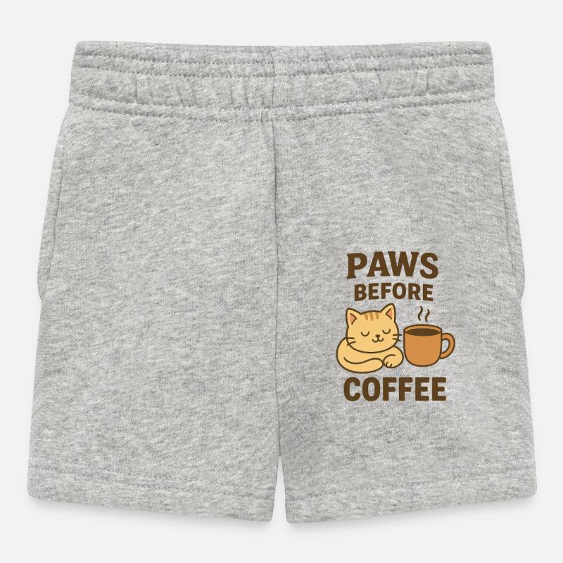 paws before coffee - Baby Shorts - Grau meliert
