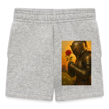 Knight with Rose - Baby Shorts - heather grey - Front