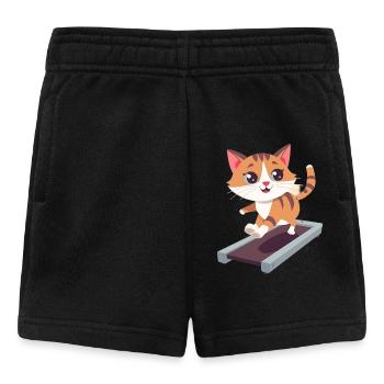 Katze, Laufband, Sport, Gym, Fitness - Baby Shorts - Schwarz - Vorne