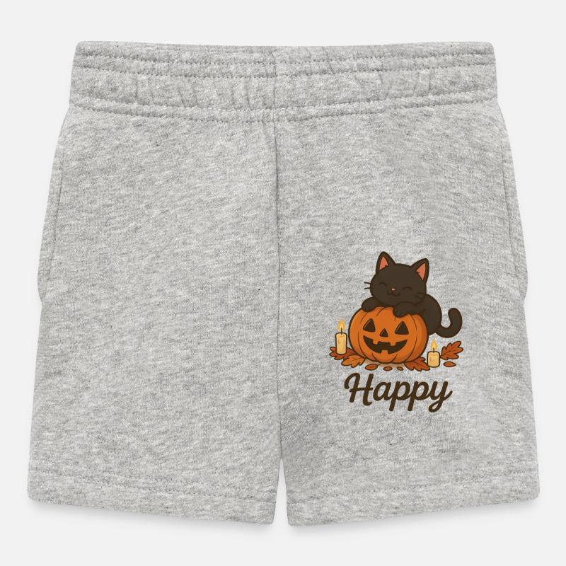 Halloween Schwarze Katze – Glücklich - Baby Shorts - Grau meliert