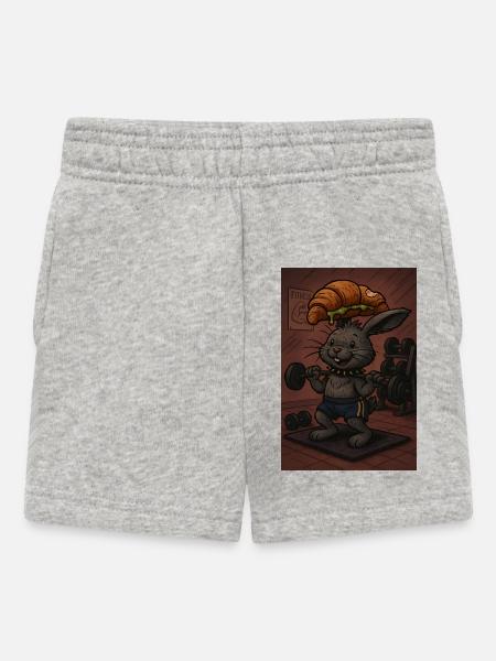 Krafthase mit Croissant - Baby Shorts - Grau meliert