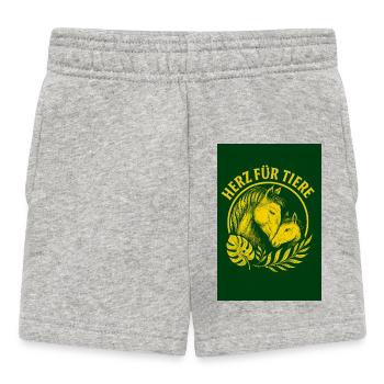 Herz Für Tiere Pferdeemblem - Baby Shorts - Grau meliert - Vorne