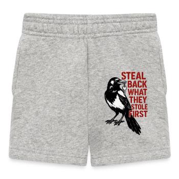 Magpie with Key Slogan - Baby Shorts - heather grey - Front