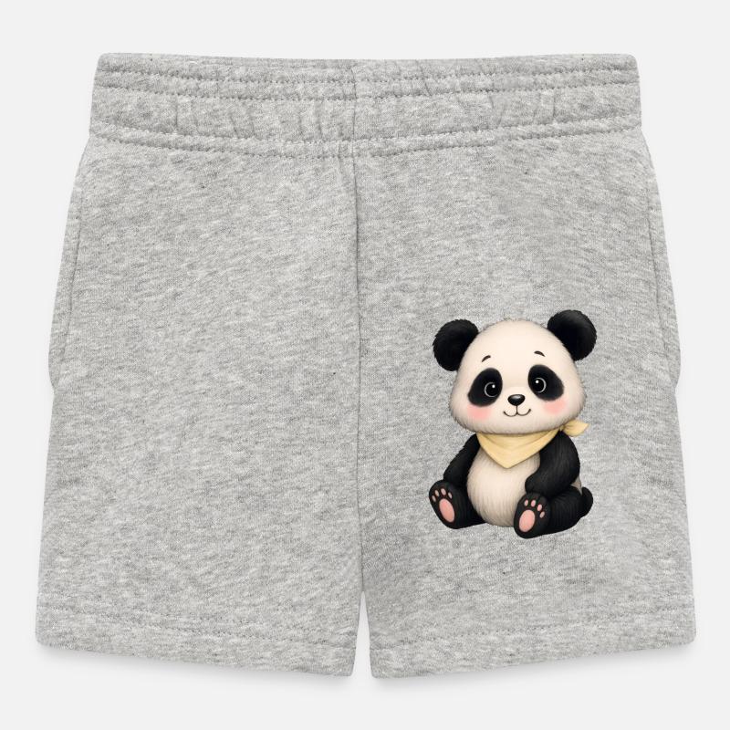 Panda câlin avec écharpe - Short Bébé - gris chiné