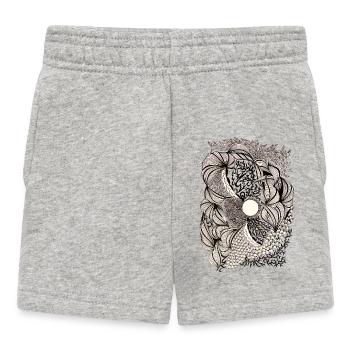 Schwarzweiß Blütenwirbel Muster - Baby Shorts - Grau meliert - Vorne