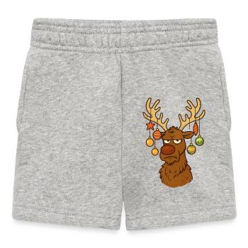 Mürrisches festliches Rentier - Baby Shorts - Grau meliert - Vorne