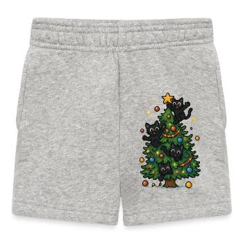 Weihnachtsbaum mit frechen Katzen - Baby Shorts - Grau meliert - Vorne