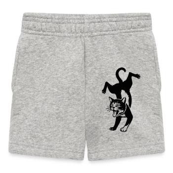 Katzensilhouette Sprung - Baby Shorts - Grau meliert - Vorne