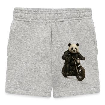 Panda biker en cuir sur moto - Short Bébé - gris chiné - Devant