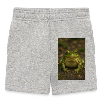 Grüner Frosch Nahaufnahme Natur - Baby Shorts - Grau meliert - Vorne