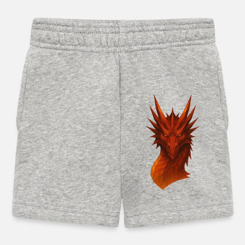 Flammender Lowpoly Drache - Baby Shorts - Grau meliert