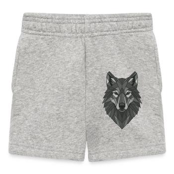Geometric Gray Wolf Head - Baby Shorts - heather grey - Front