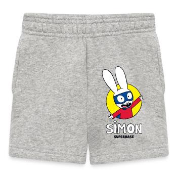 Simon Superhase Mit Superheldenanzug & Schriftzug - Baby Shorts - Grau meliert - Vorne
