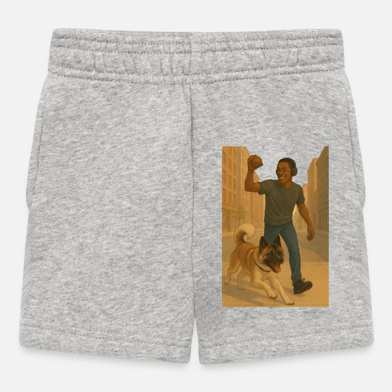 Course urbaine avec chien - Short Bébé - gris chiné