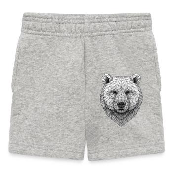 Polygon Bear Face Facet Art Black - Baby Shorts - heather grey - Front