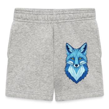 Blauer Geometrischer Wolfkopf - Baby Shorts - Grau meliert - Vorne