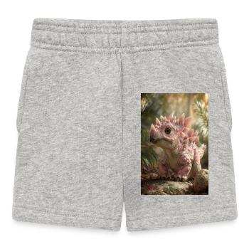 Rosa Stegosaurus im Ember Forest - Baby Shorts - Grau meliert - Vorne